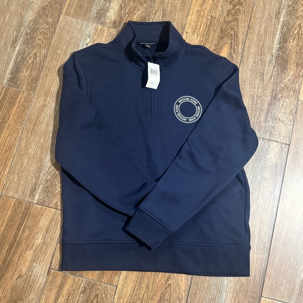 Michael Kors Dark Blue Zip-Up Men's Sweater